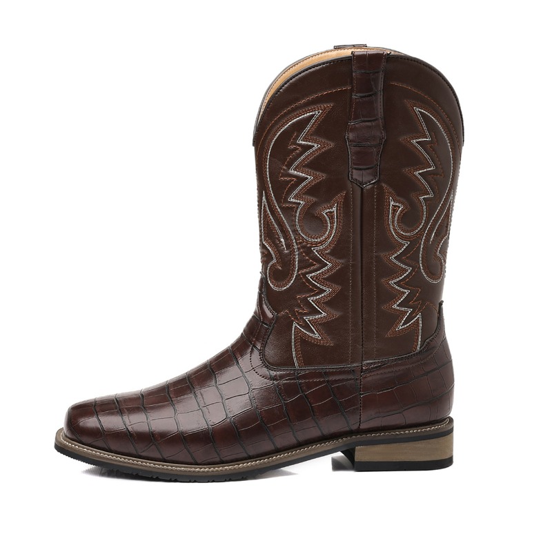 Men'S Shoes Wide Width - Mens Boots Crocodile Pattern High Boots