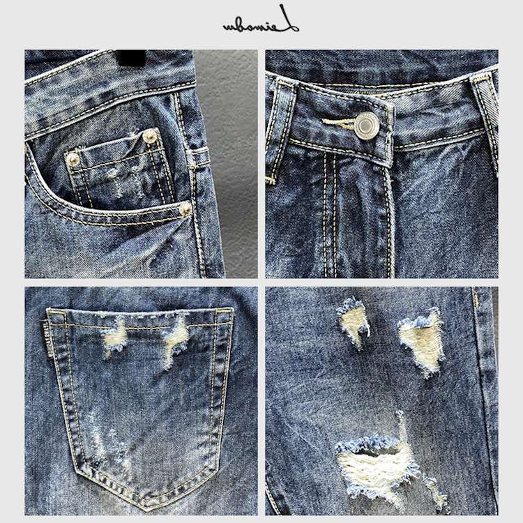 Nine-point jeans with holes fo - огляд і ціна Men'S Shoes With Jeans