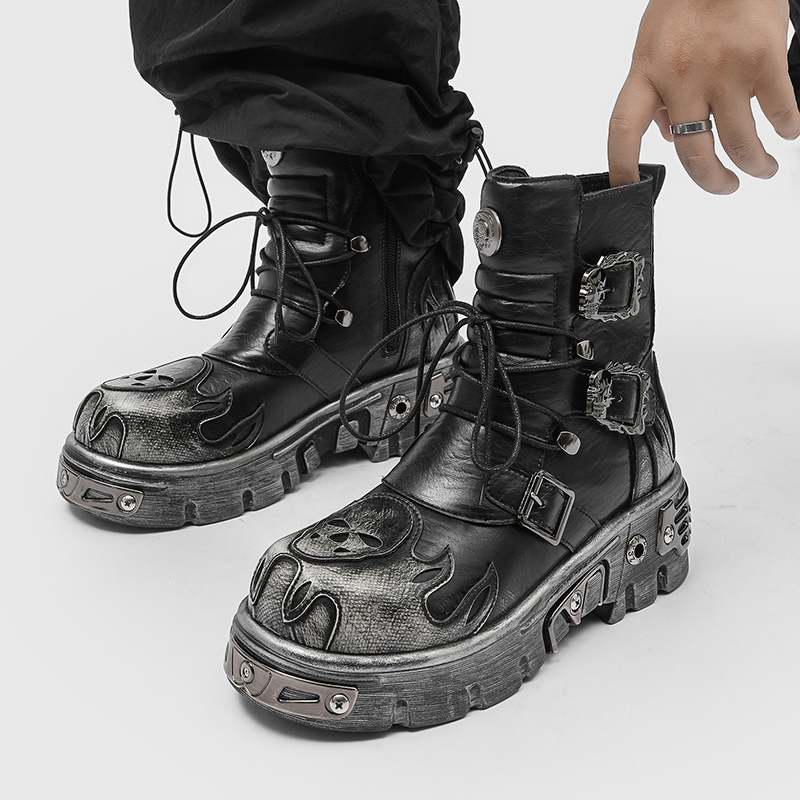 Punk Style Retro Cool Skull Fl - огляд і ціна Men'S Shoes Height Increase