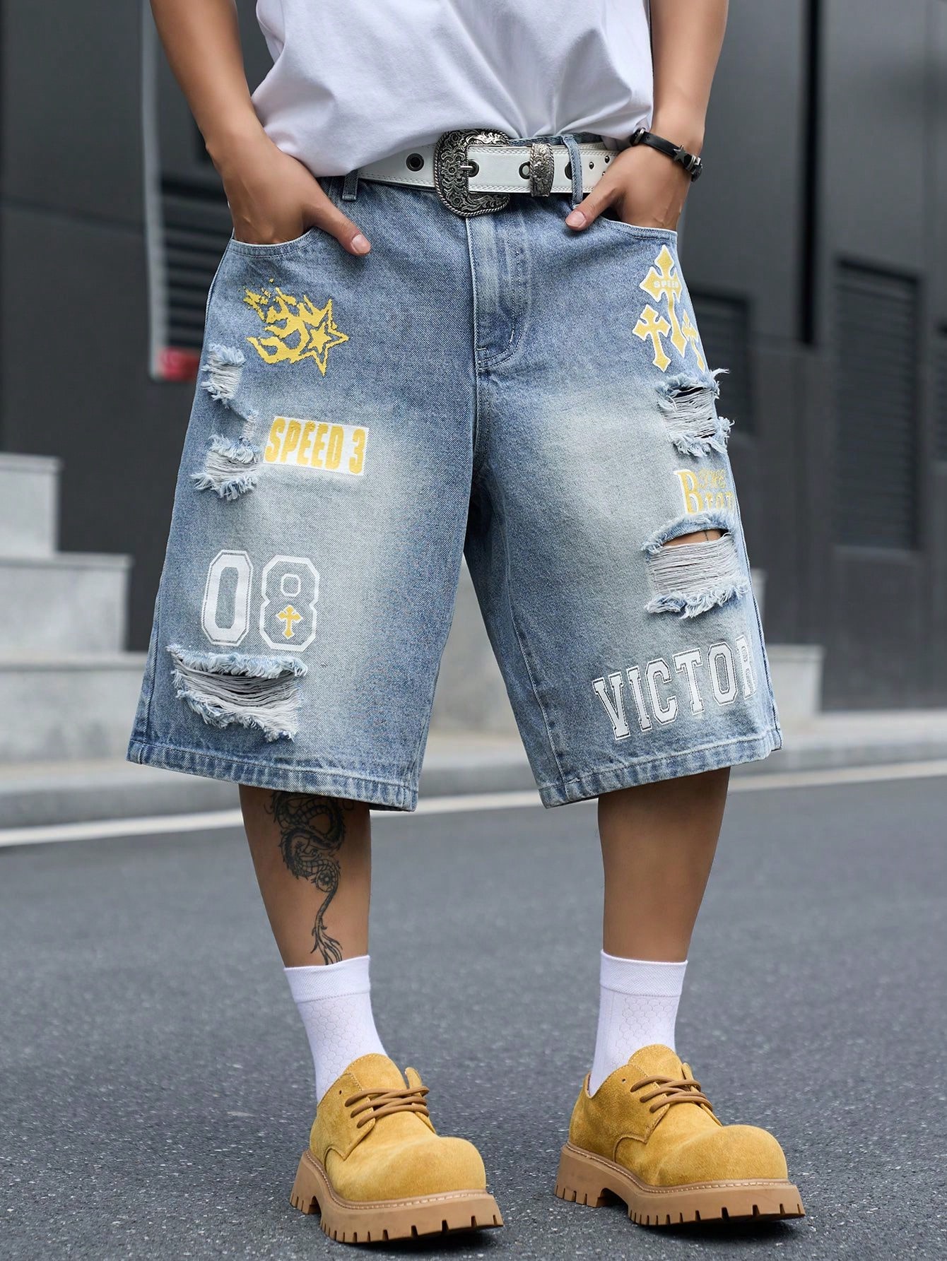 Men's Loose Fit Denim Bermuda  - огляд і ціна Men'S Shoes With Jeans